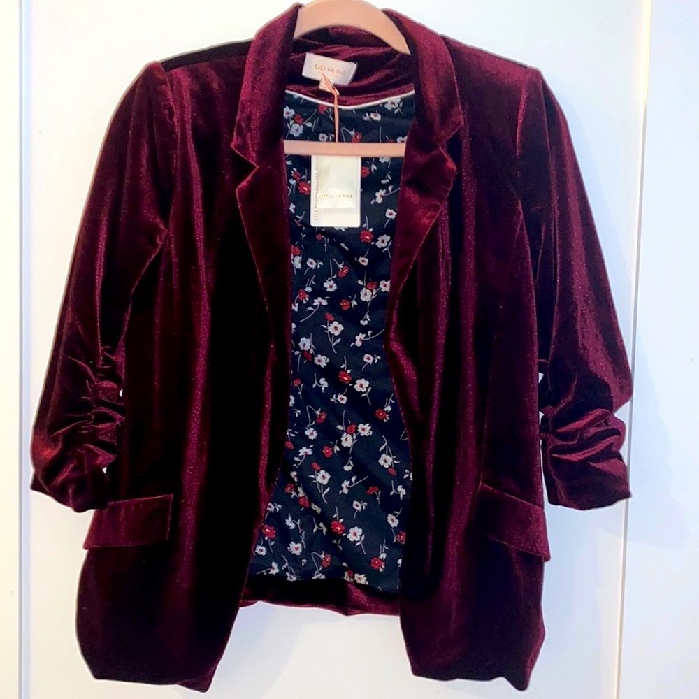 Dark Red Velvet Blazer